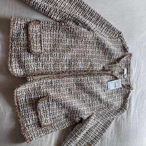 Max Studio Brown and White Tweed Blazer